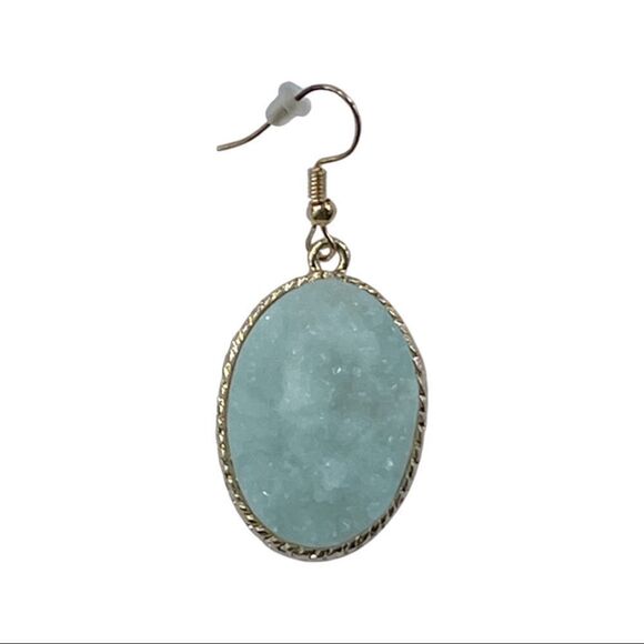 Light Mint/Sea Foam Green Druzy Stone Fishhook Earrings • NWT - Picture 6 of 7